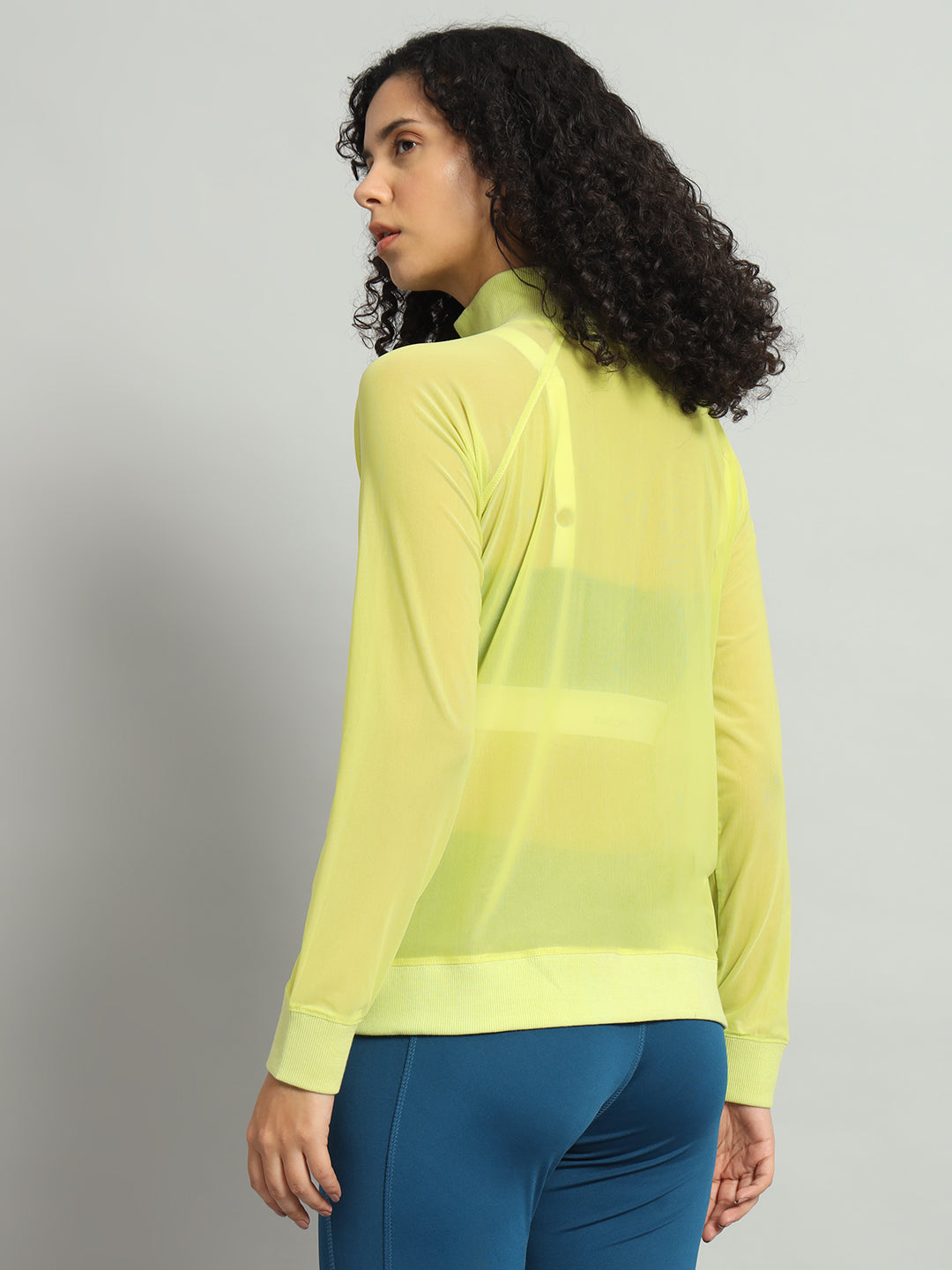 Front Zipper Mesh Sweatshirt – Neon