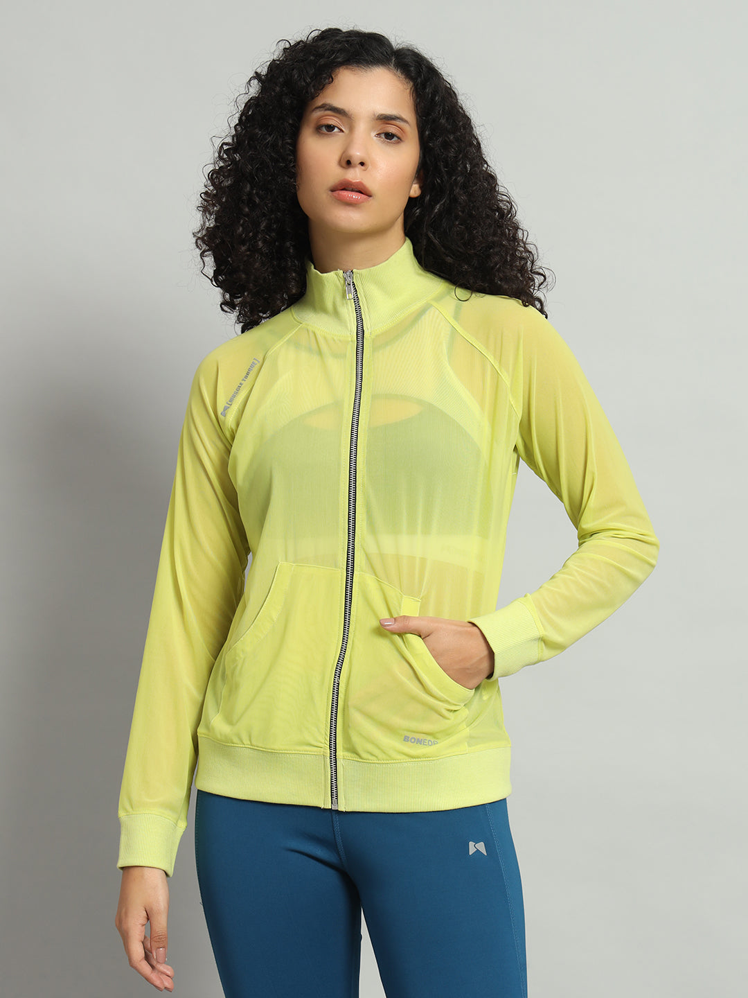 Front Zipper Mesh Sweatshirt – Neon