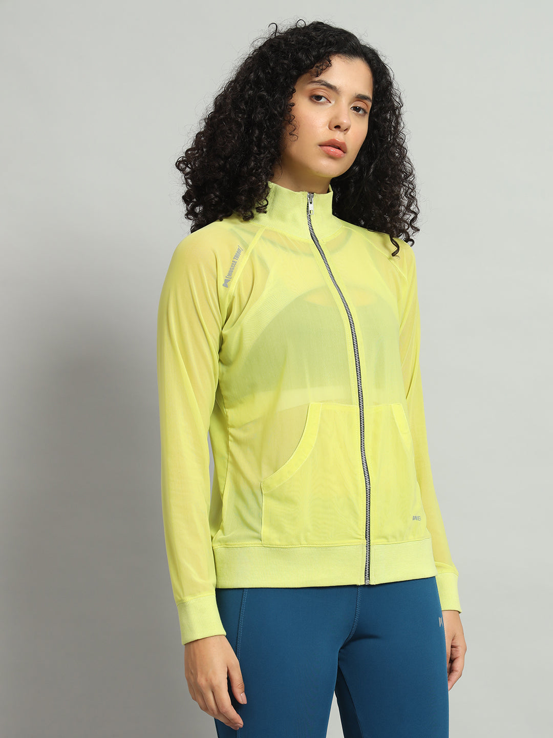 Front Zipper Mesh Sweatshirt – Neon