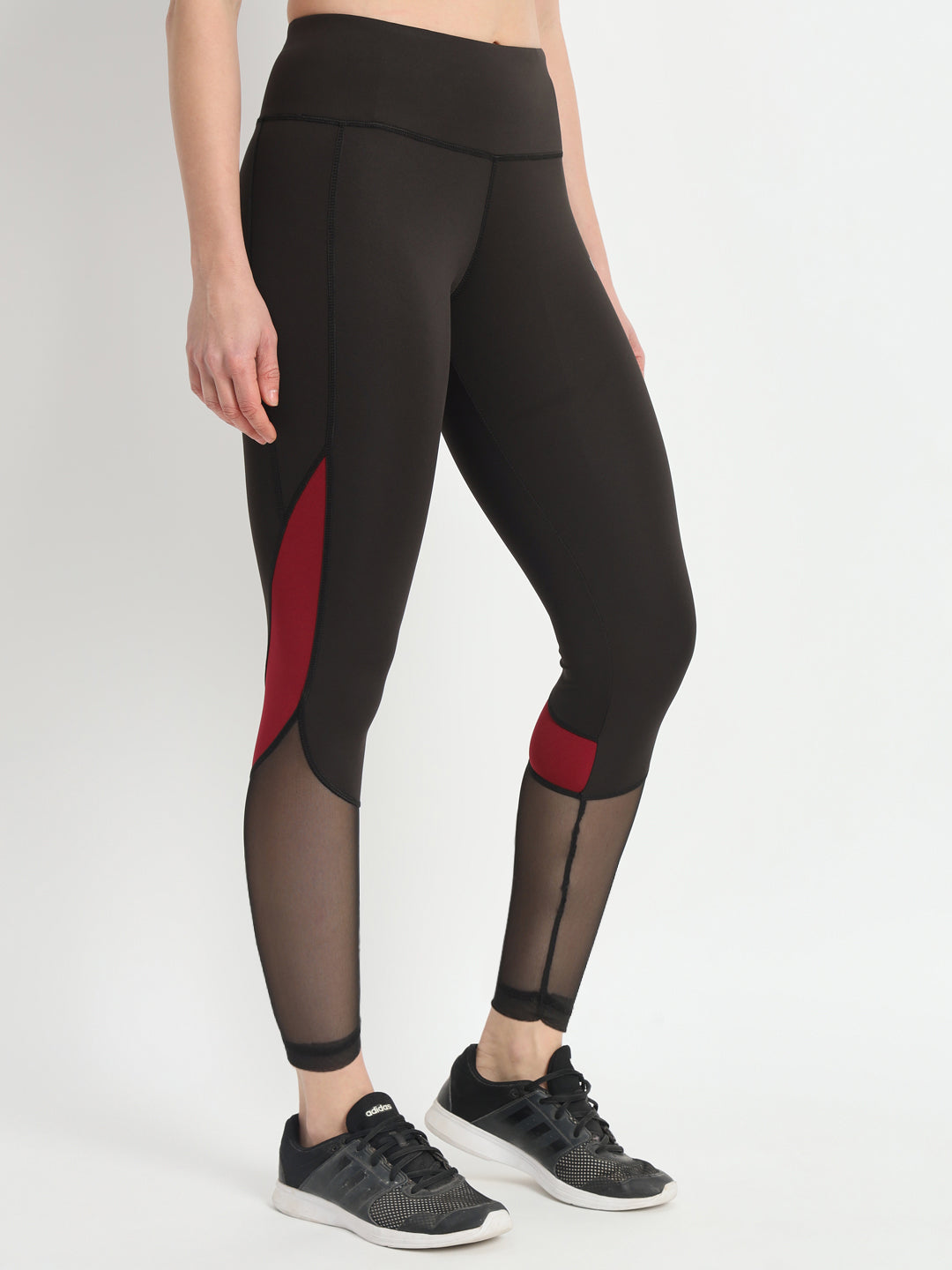 Bone-Dry High Rise Tight With Mesh At The Bottom In Front-Black