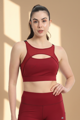 BoneDry Workout Sports Bra With Mesh - Maroon