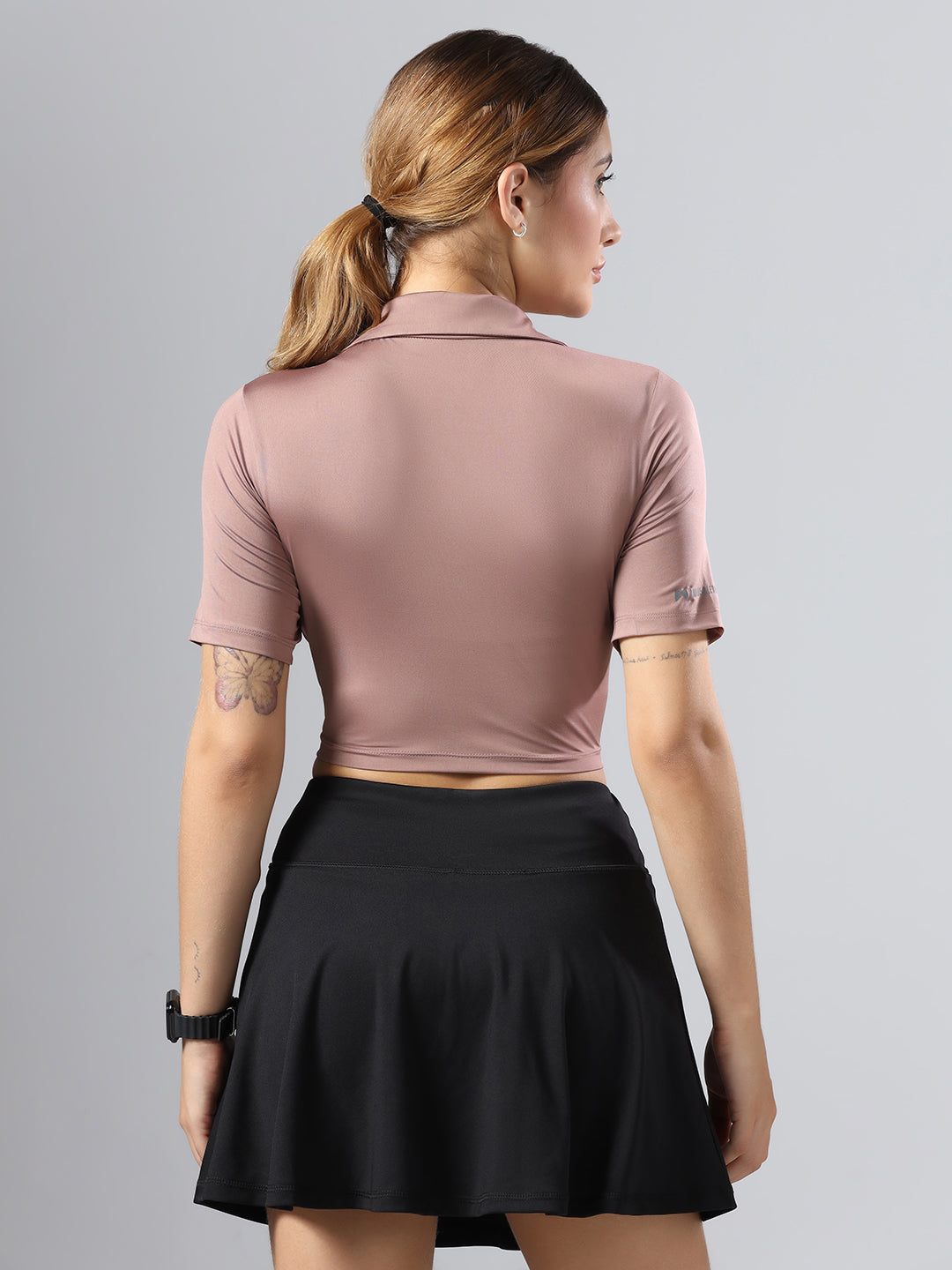 Bone-Dry Workout Crop Polo T-Shirt - Peach
