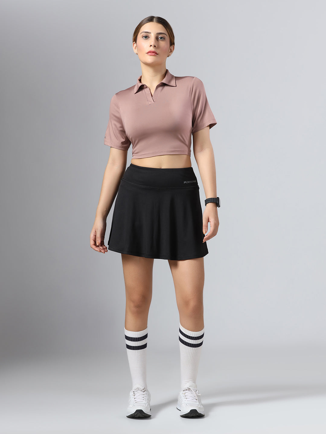 Bone-Dry Workout Crop Polo T-Shirt - Peach