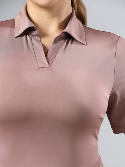 Bone-Dry Workout Crop Polo T-Shirt - Peach