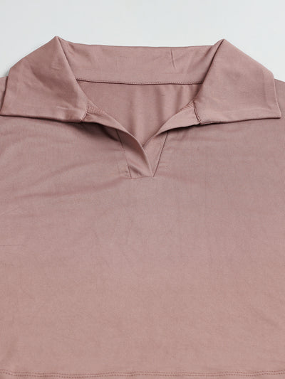 Bone-Dry Workout Crop Polo T-Shirt - Peach