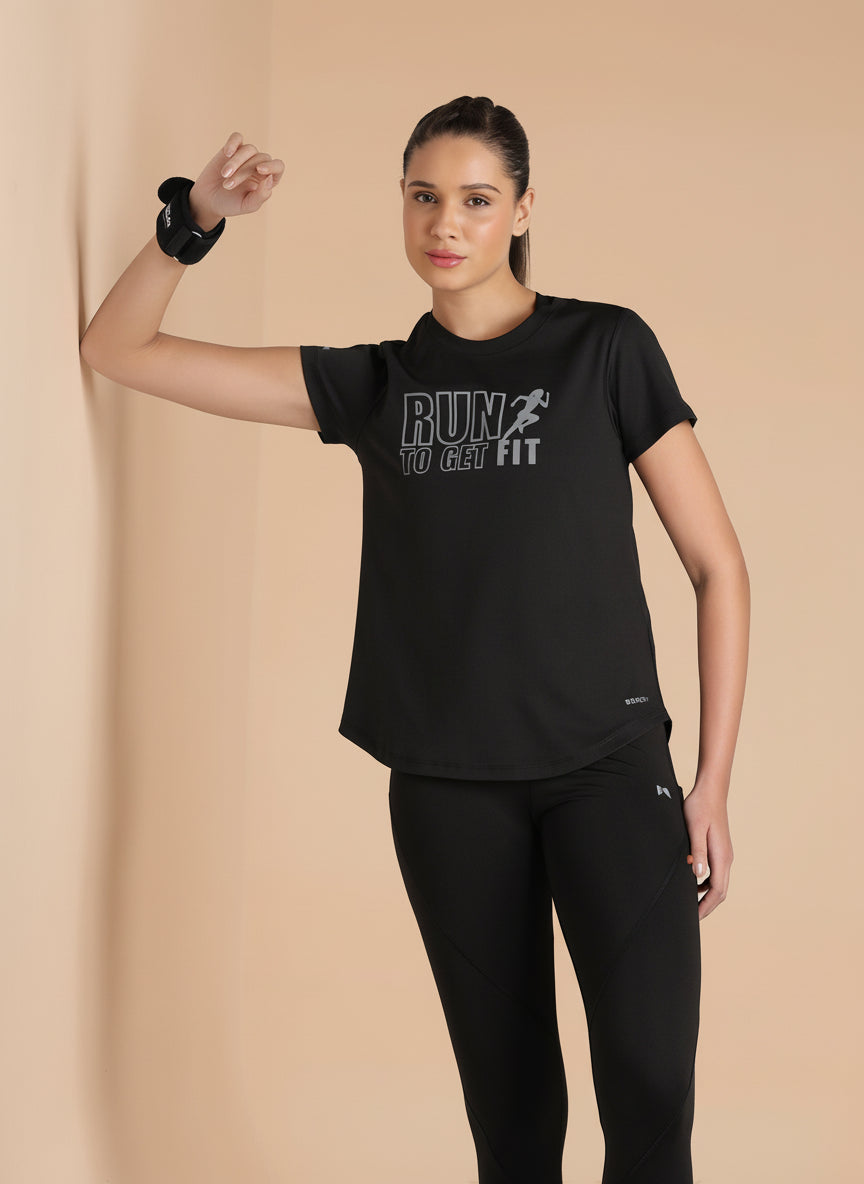 Workout Longline T-shirt - Reflective RUN Print!