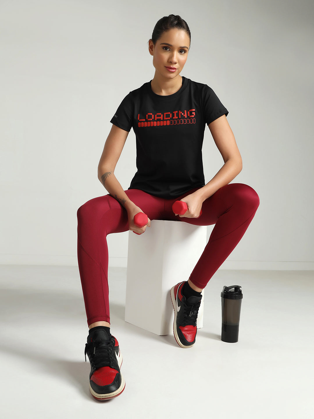 Workout Longline T-shirt - Red Loading Print