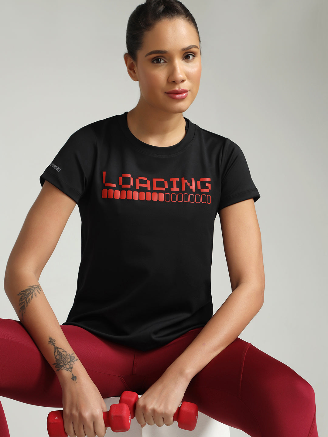 Workout Longline T-shirt - Red Loading Print