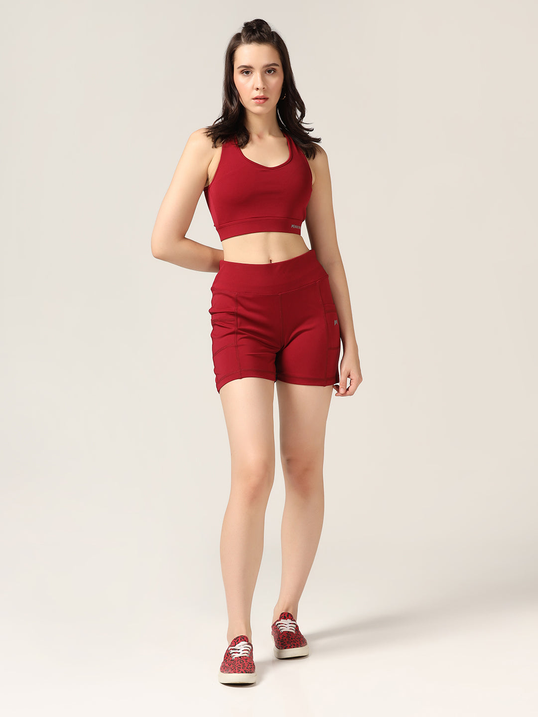 High Waist Shorts With Hip Support – Maroon