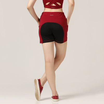 High Waist Shorts With Hip Support – Maroon