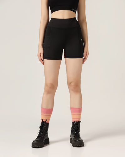 High Waist Shorts With Hip Support – Black