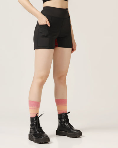 High Waist Shorts With Hip Support – Black