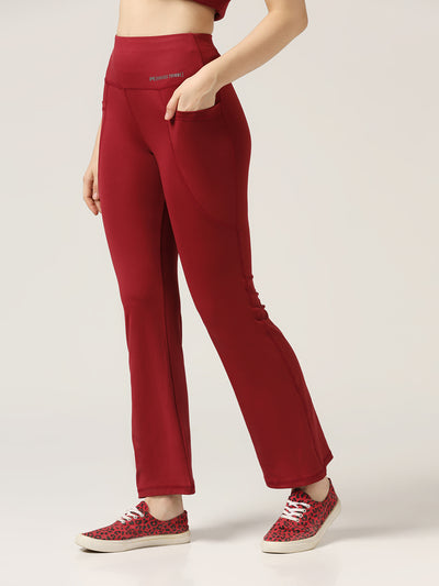 Bone-Dry High Rise Workout Flare Pant - Maroon