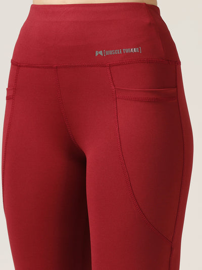 High Waist Polyester Flare Pant Workout CORD-SET - Maroon