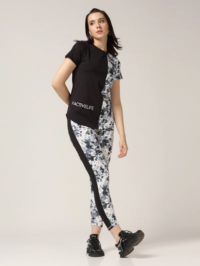 High Waist Tight With Back Hip Support - Rose Print