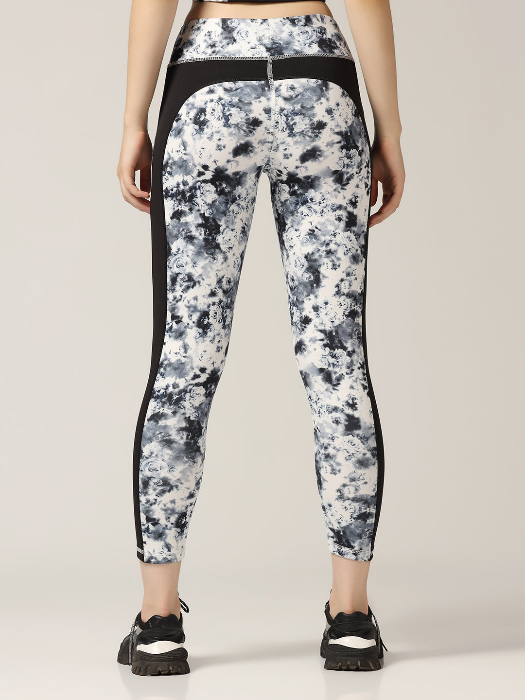 High Waist Tight With Back Hip Support - Rose Print