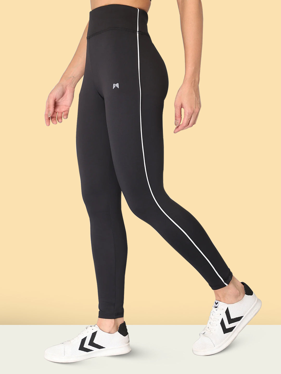 High Waist Workout Side Piping Tight – Black