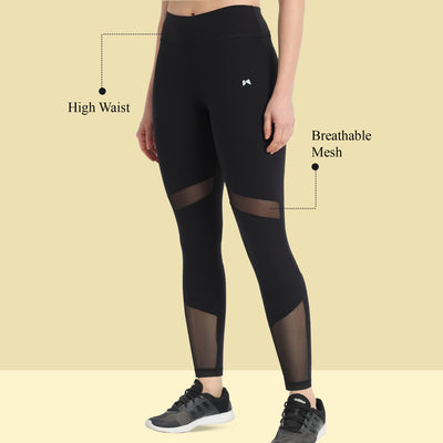 High Waist Breathable Mesh Tight – Solid Black