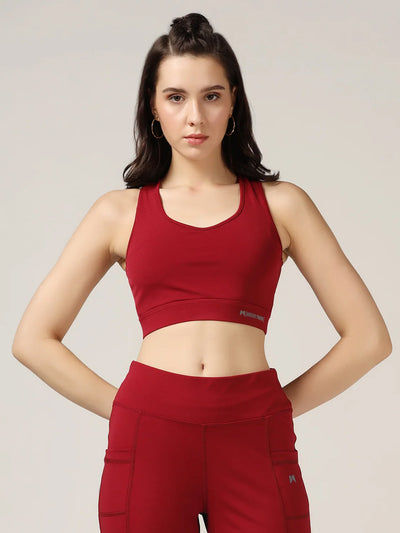 Criss-cross Sports Bra - Maroon