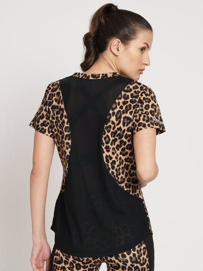 Leopard Print Workout with Mesh Tshirt