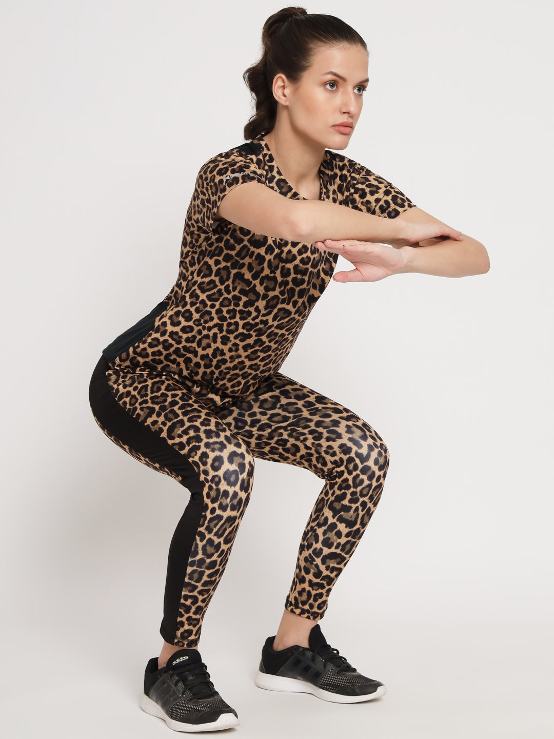 Leopard Print Workout with Mesh Tshirt