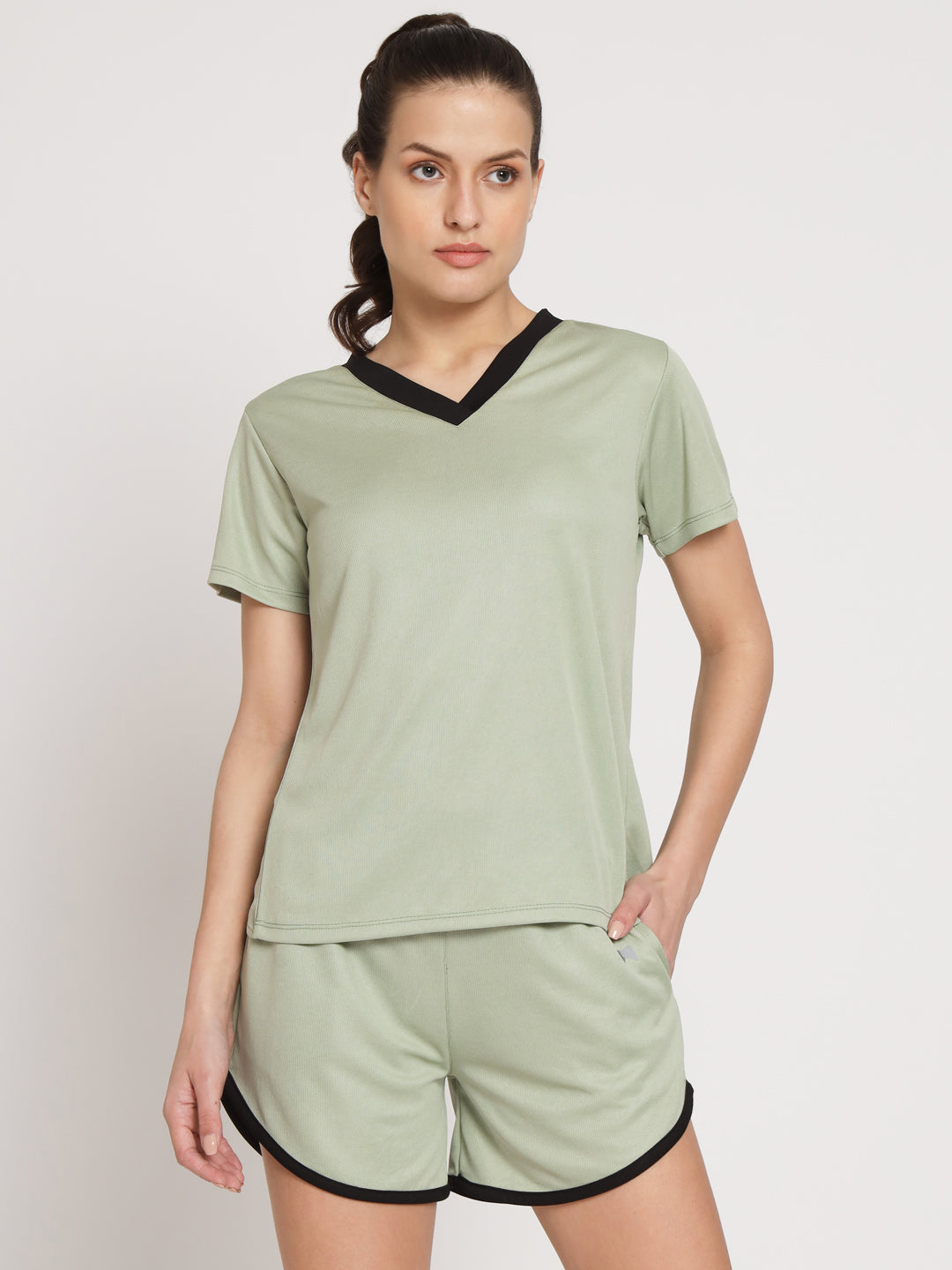 Back slit t-shirt - Green