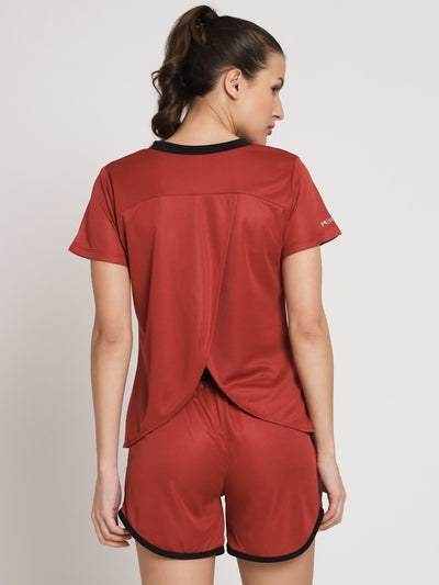 Back slit t-shirt - Maroon