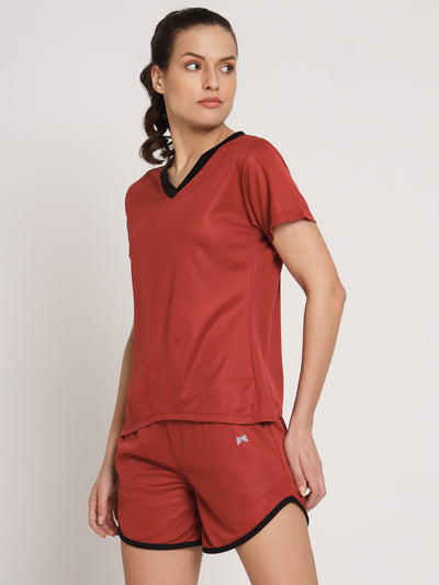 Back slit t-shirt - Maroon