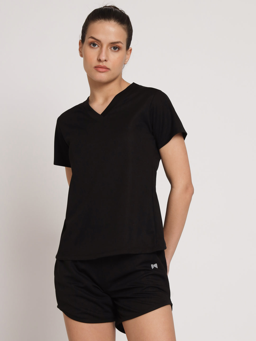 Back slit t-shirt - Black