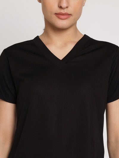 Back slit t-shirt - Black