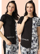 Longline T-shirt –Rose Print With White
