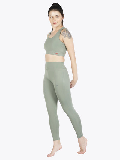 High Waist Tight With Back Style Sports Bra Pair- Green