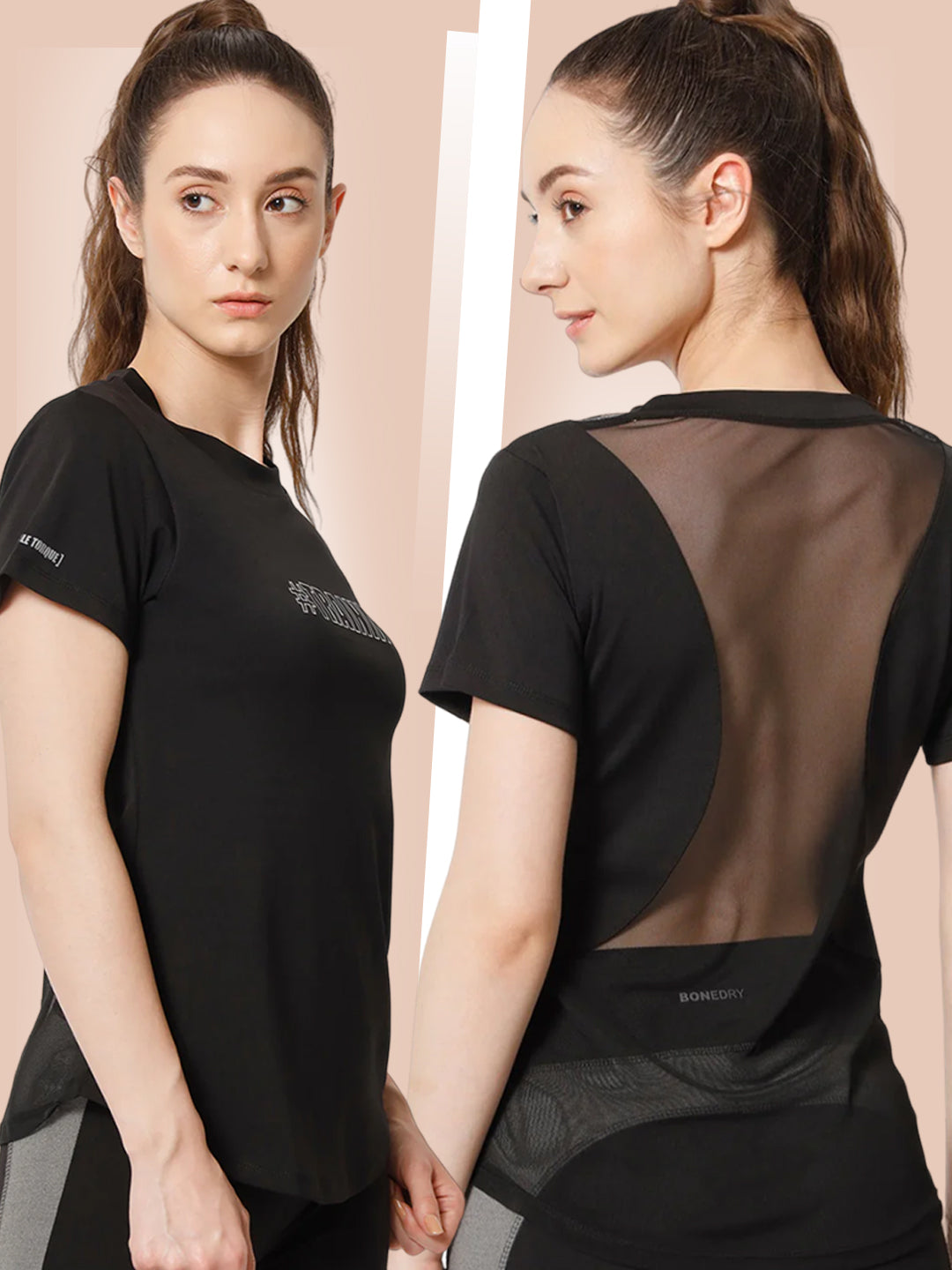 Sheer Back Strength T-Shirt – Black