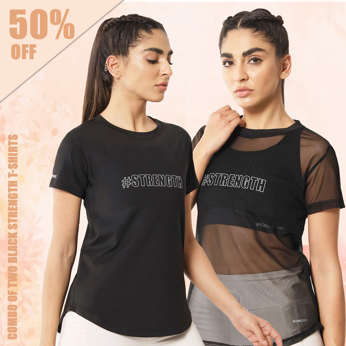 Combo of two Black Strength T-shirts – Basic & Mesh