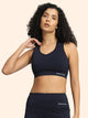 No Bounce Criss-cross Sports Bra - Navy Blue (Plus Sizes)
