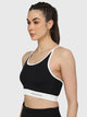 Running/Workout High Impact Multiple Strappy Back  Sports Bra - Black & White
