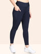 Side Pocket Medium Waist Tight – Solid Blue