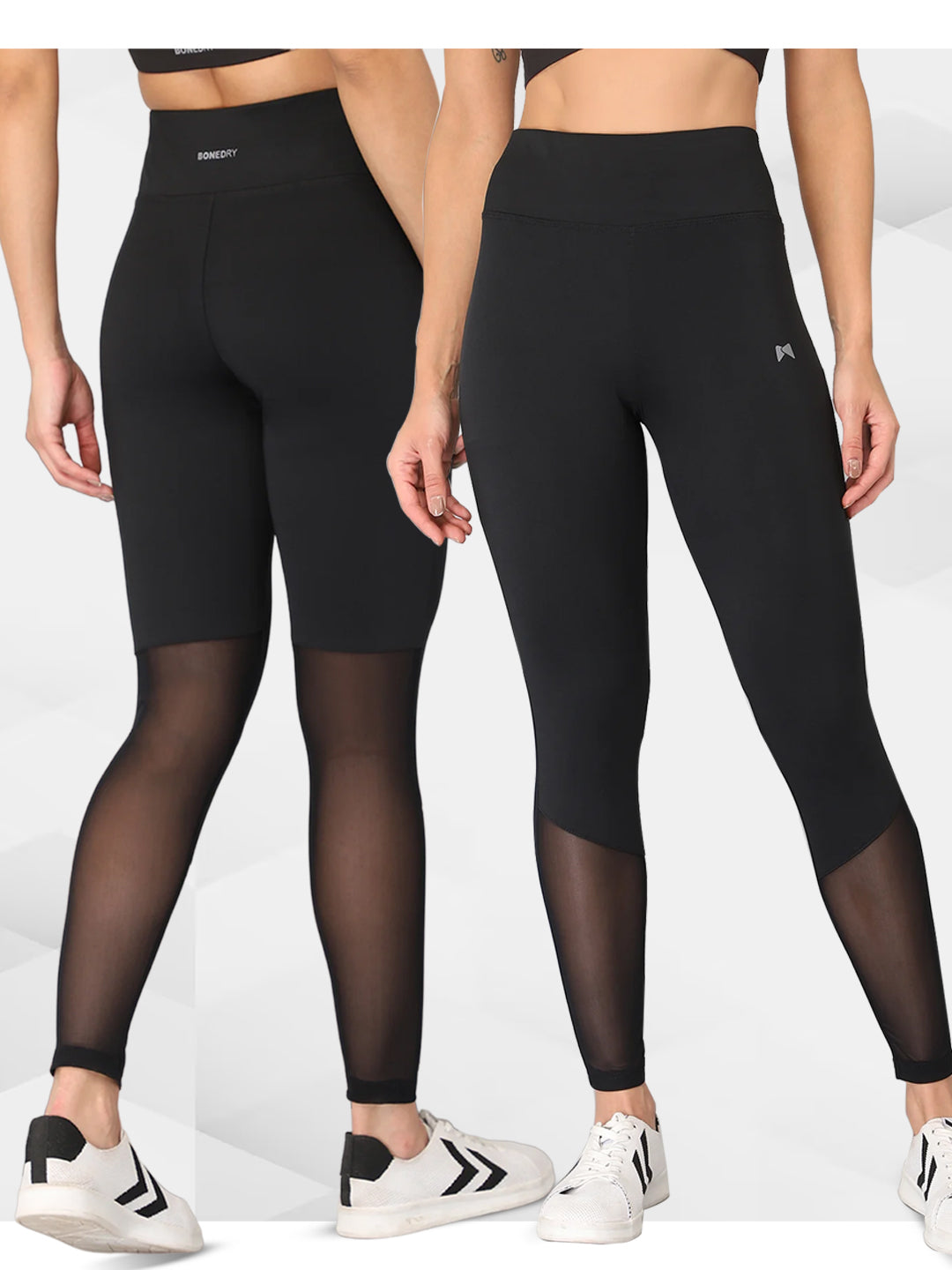 Bone-Dry High Rise Half Mesh Workout Tight – Black