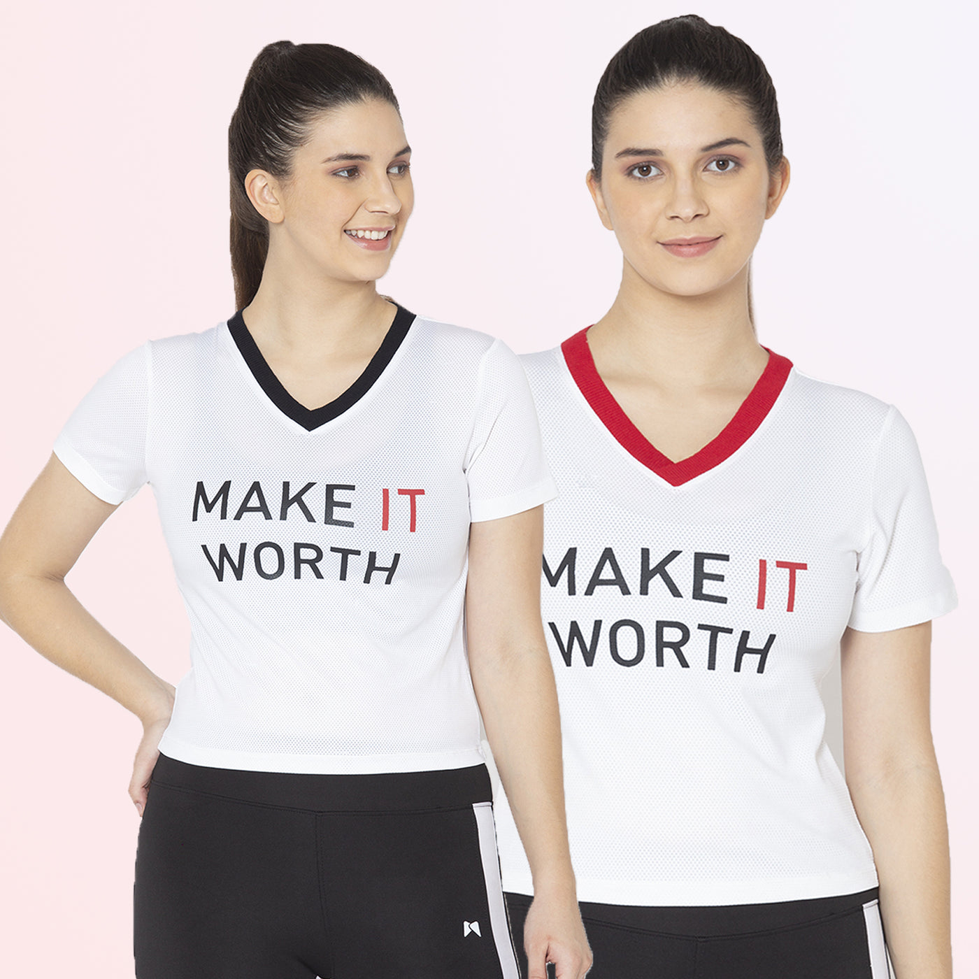 Combo of two Make it Worth T-shirts – White