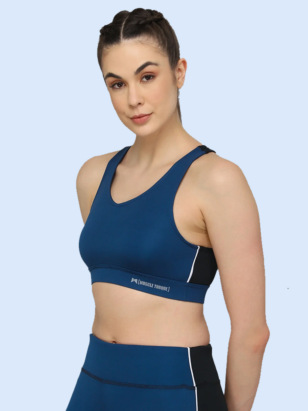 High Impact Back Pocket Sports Bra – Blue