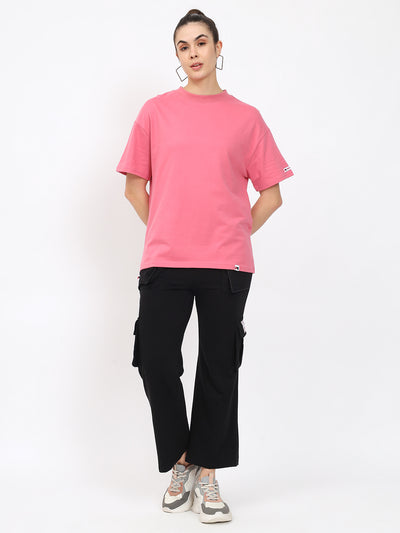 Basic OverSize Drop Shoulder T-shirt - Pink