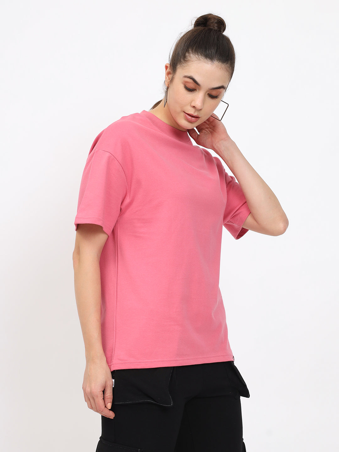 Basic OverSize Drop Shoulder T-shirt - Pink