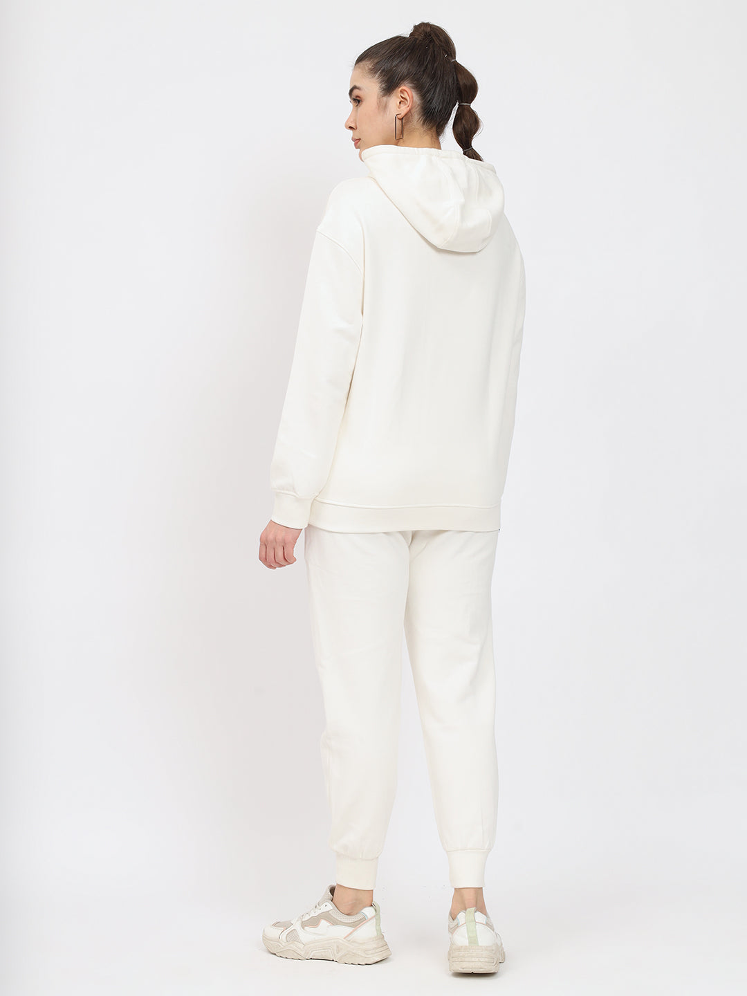 Oversize Casual Cotton Terry Cord Set - White