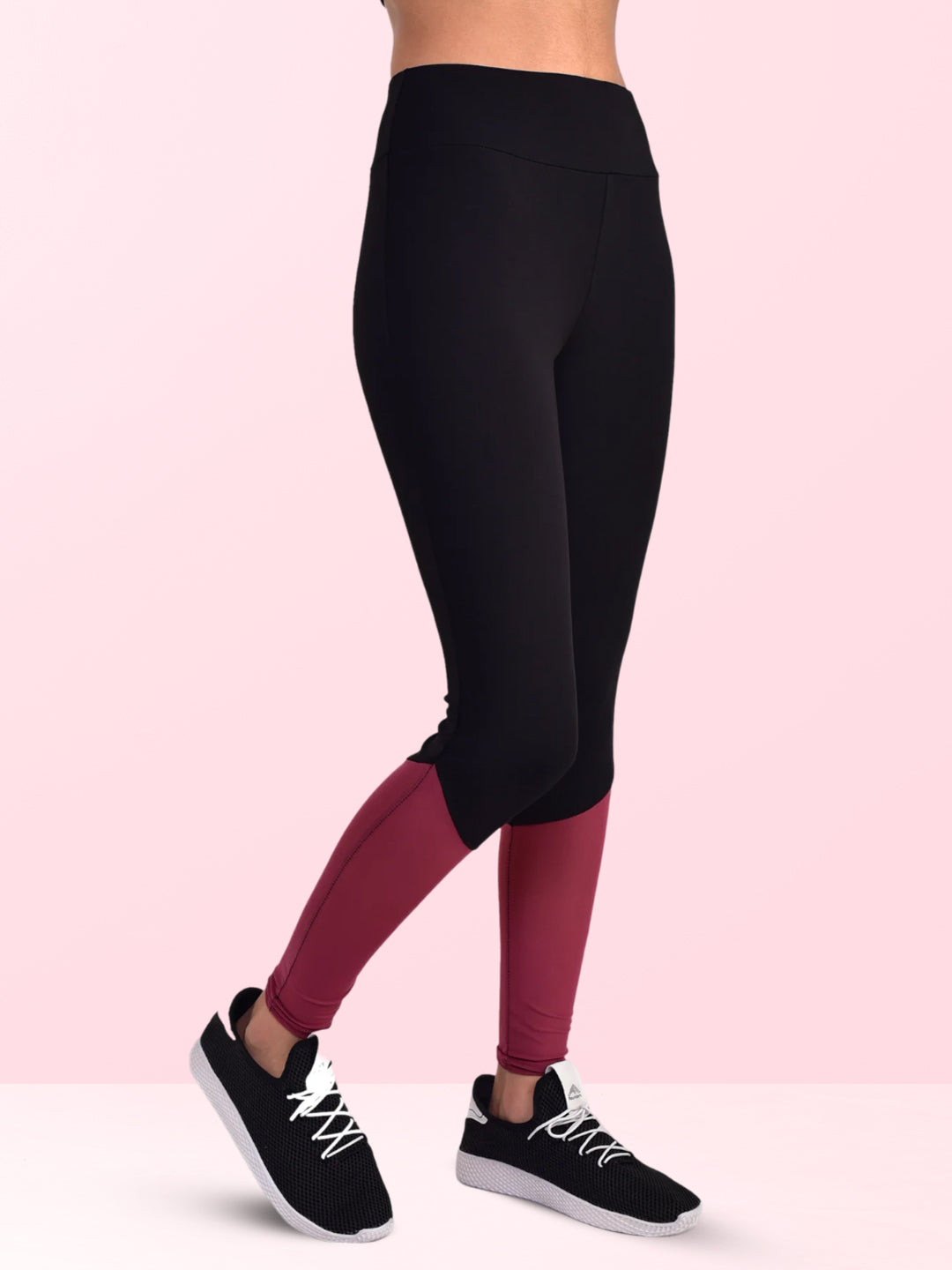 Medium Waist Tight – Black & Maroon