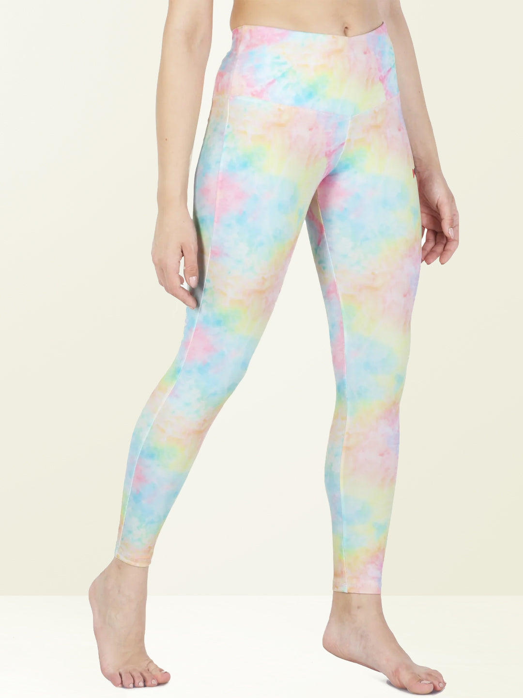 High Waist Yoke Belt Printed Workout Tight – Multicolour