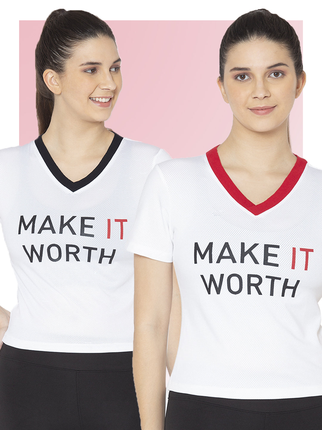 Combo of two Make it Worth T-shirts – White