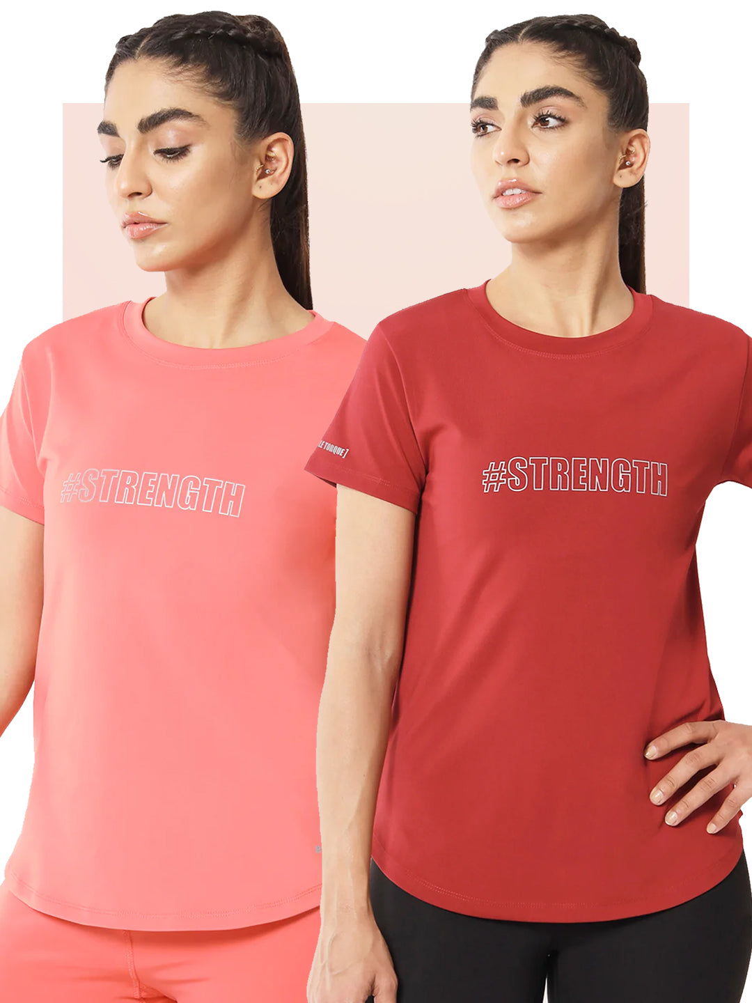 Combo of two Basic Strength T-shirts – Peach & Maroon