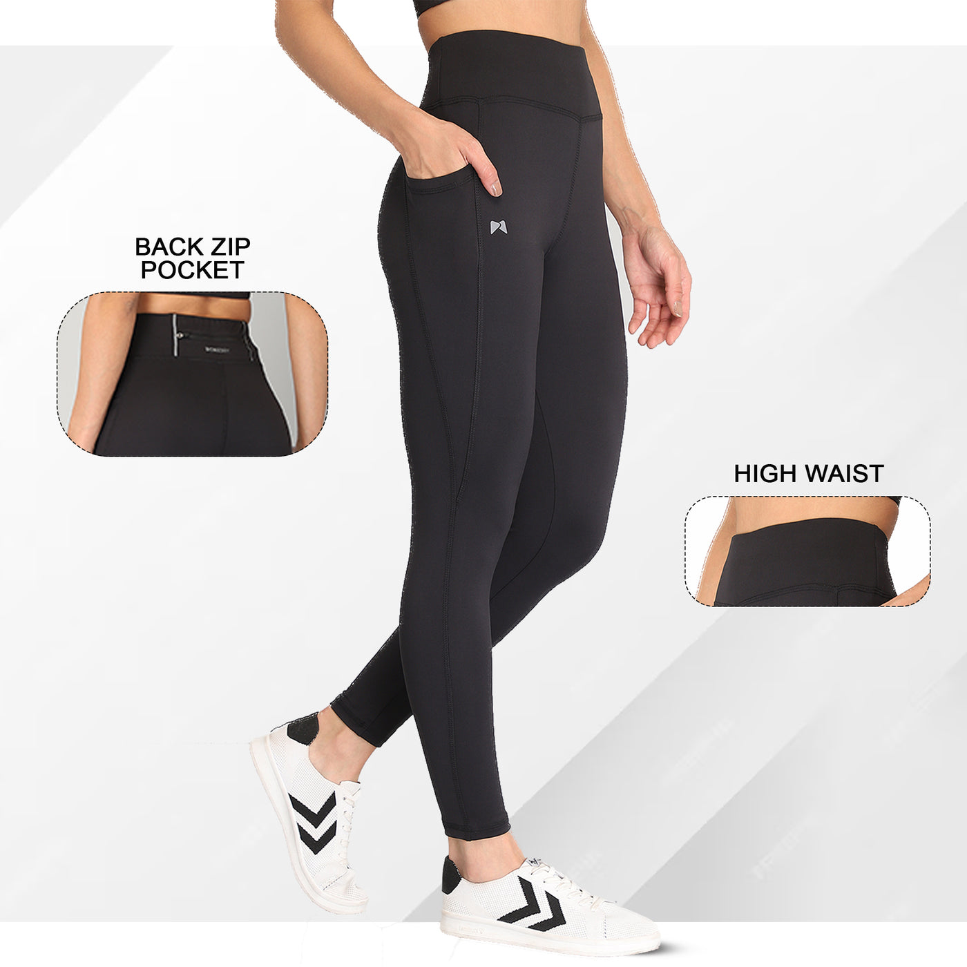 High Waist Workout Three Pocket Tight – Black