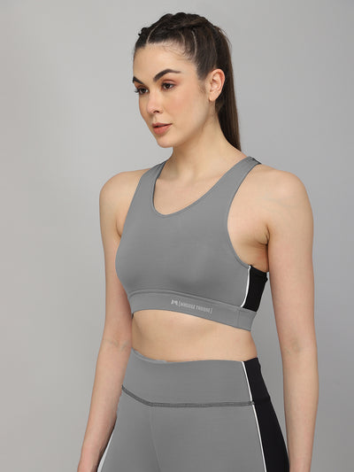 Pair of High Waist Tight & Back Pocket Sports Bra – Grey