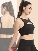 BoneDry Workout Sports Bra With Mesh - Black